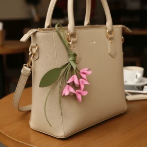 Trendy Hanger Flower Pu Leather Pendant Handmade Car Keyring Leather Keychain Creative Cartoon Bag Pendant Women