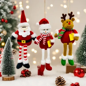 Merry Christmas Hanging Ornaments Lovely Plush Doll Santa Claus Snowman Reindeer Pendant Xmas Tree DIY Decoration 2026 New Year