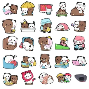 lovely bear series PVC shoe Charms Slippers Buckle combination Fit Wristbands accessories Decoration Bands gift unisex party