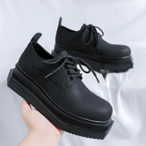 men luxury fashion platform shoes lace-up genuine leather oxford shoe punk rock dress brand designer sneakers stylish footwear