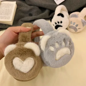 Lovely Cat's Paw Soft Plush Ear Warmer Winter Warm Earmuffs Fashion Ear Cover Outdoor Cold Protection Ear-Muffs Folding Earflap